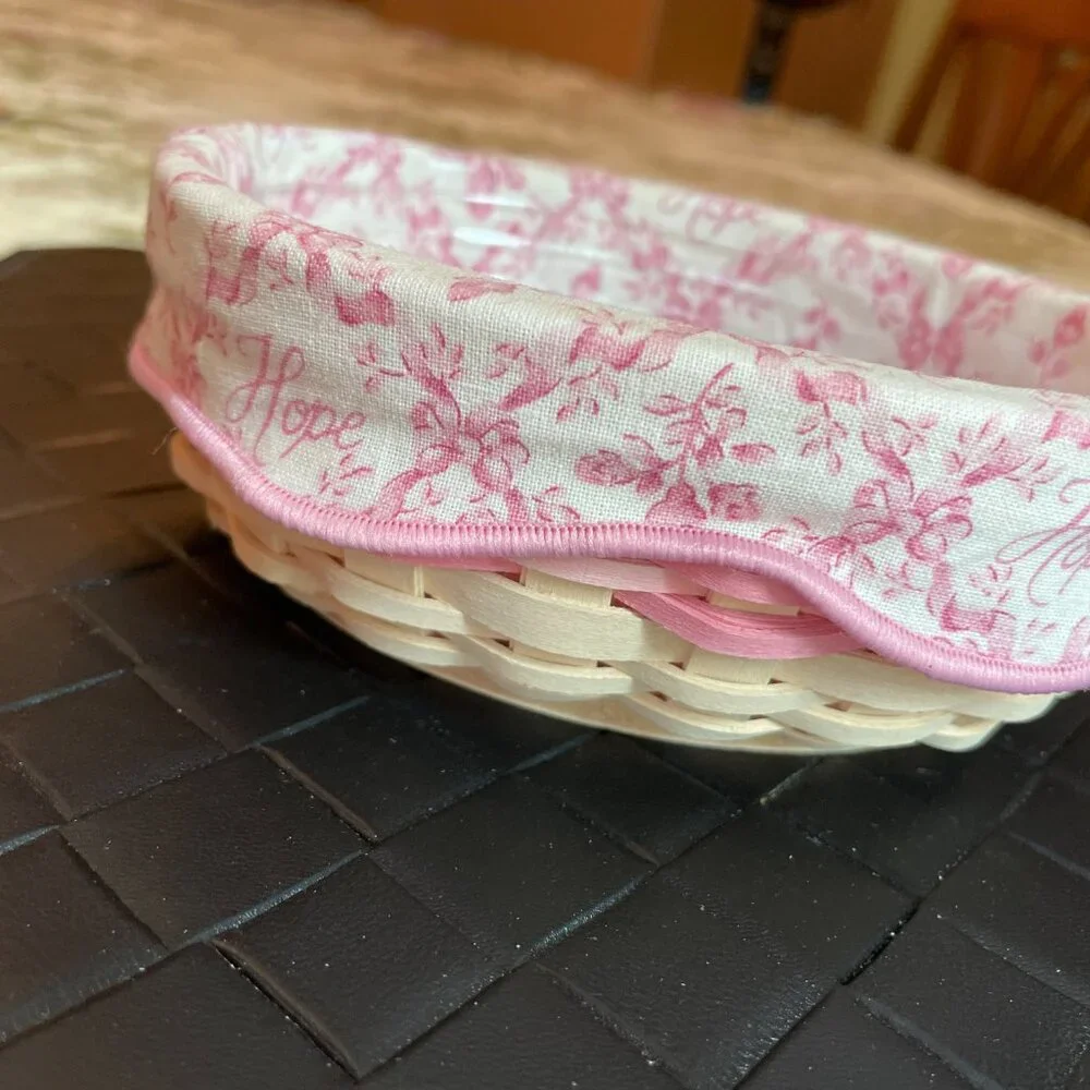 Longaberger Very Small Handmade Basket with Fabric Liner American Cancer Society